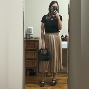 NWT BR Metallic pleated skirt